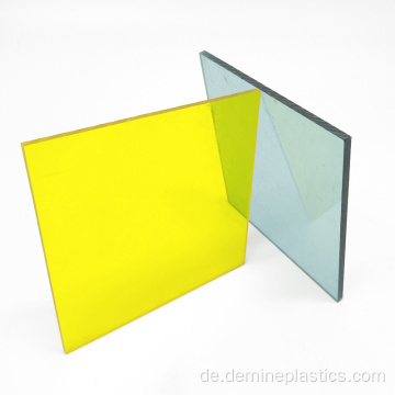 Werbetafel aus massivem Polycarbonat mit gelber Farbe